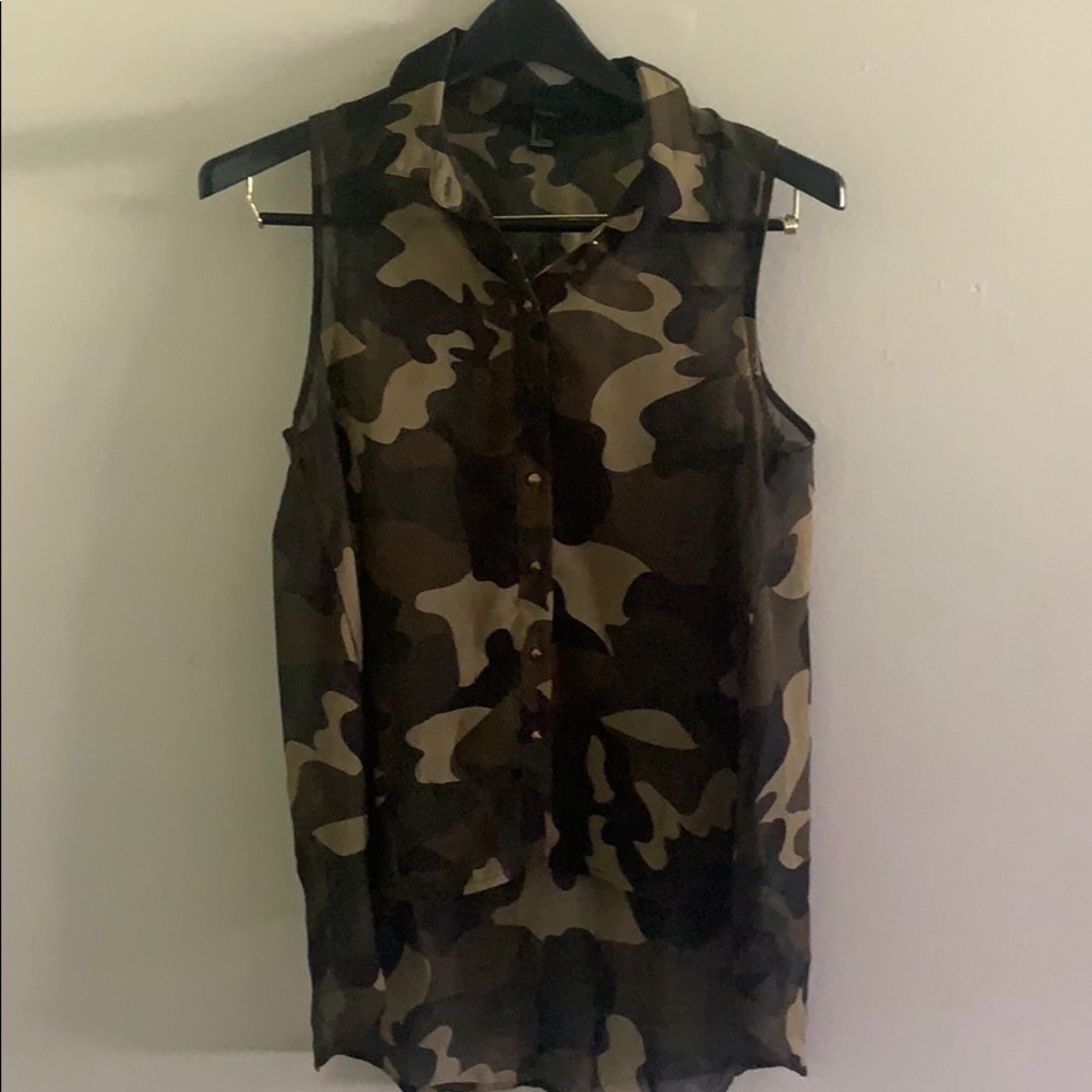 Camo tank with gold embellishment